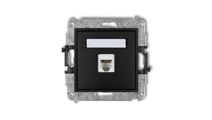 MINI Gniazdo telefoniczne pojedyncze 1xRJ11 4-stykowy beznarzędziowe czarny mat 12MGT-1