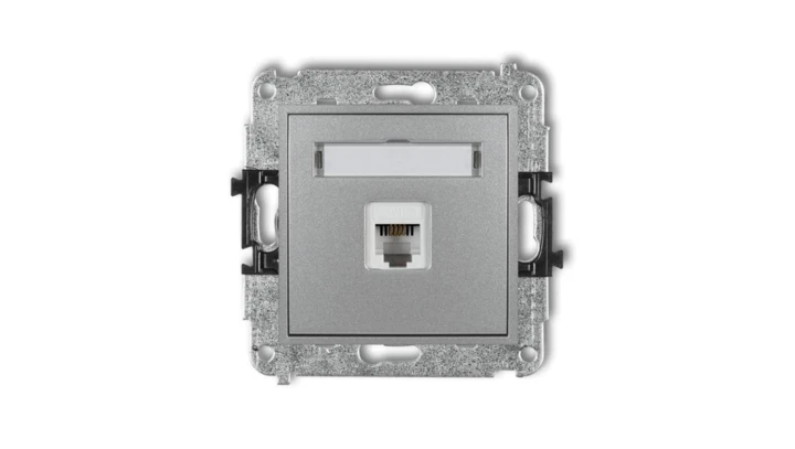 MINI Gniazdo telefoniczne pojedyncze 1xRJ11 4-stykowy beznarzędziowe srebrny metalik 7MGT-1