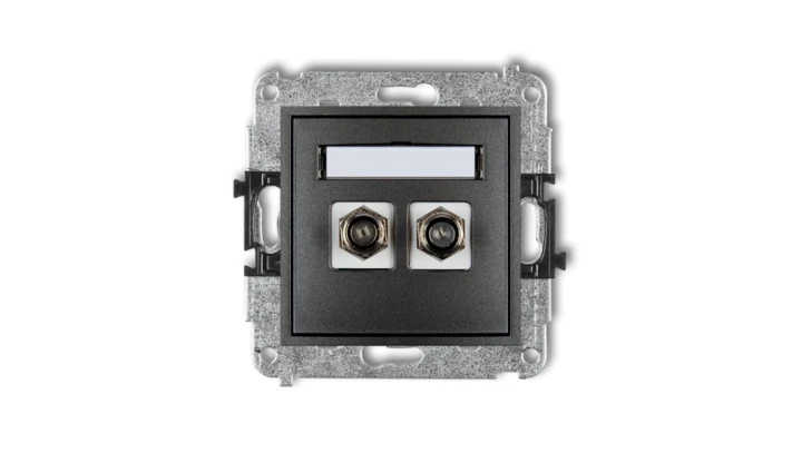 MINI Gniazdo antenowe podwójne typu F (SAT) pozłacany grafitowy 11MGF-2.1