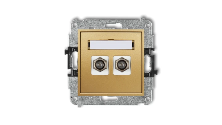 MINI Gniazdo antenowe podwójne typu F (SAT) pozłacany złoty 29MGF-2.1