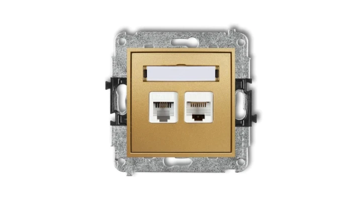 MINI Gniazdo telefoniczne RJ11 + gniazdo komputerowe RJ45 kat. 5e 8-stykowy beznarzędziowy złoty 29MGTK