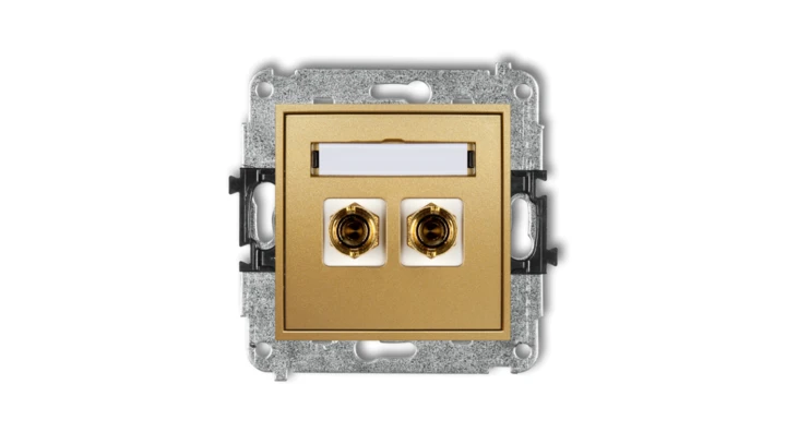 MINI Gniazdo głośnikowe pojedyncze (typu banan - czerwony i czarny pozłacany 4 mm2 do lutowania) złoty 29MGG-3