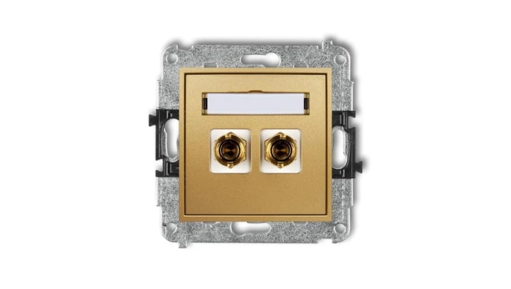 MINI Gniazdo głośnikowe pojedyncze (typu banan - czerwony i czarny pozłacany 4 mm2 skręcany) złoty 29MGG-4