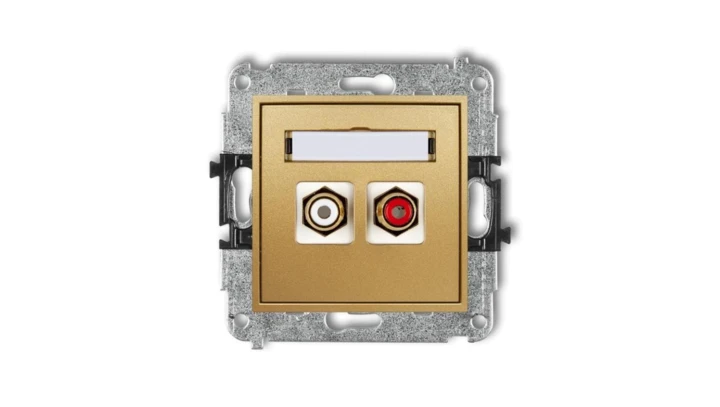 MINI Gniazdo podwójne RCA (typu cinch - biały i czerwony pozłacany) złoty 29MGRCA-2