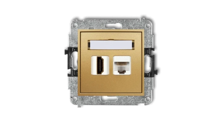 MINI Gniazdo pojedynczego HDMI + gniazdo komputerowe 1xRJ45 kat.5e 8-stykowy złoty 29MGHK