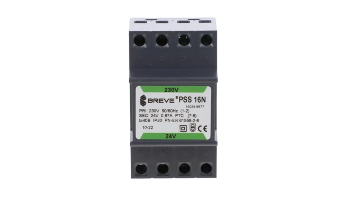Transformator 1-fazowy modułowy bezpieczeństwa PSS 16N 230/ 24V 0,67A, na szynę DIN, IP20, Ta 40, 16024-9877