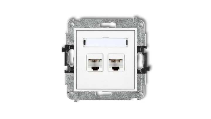 MINI Gniazdo komputerowe podwójne 2xRJ45 kat. 6 8-stykowy biały MGK-4
