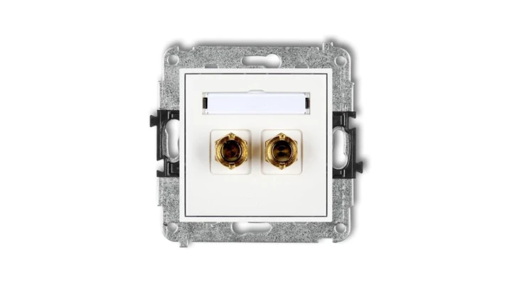 MINI Gniazdo głośnikowe pojedyncze (typu banan - czerwony i czarny pozłacany 4 mm2 do lutowania) biały MGG-3