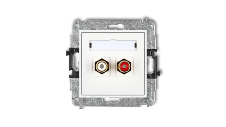 MINI Gniazdo podwójne RCA (typu cinch - biały i czerwony pozłacany) biały MGRCA-2