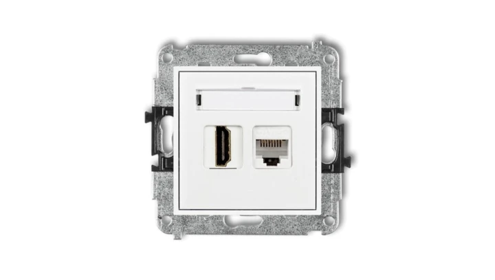 MINI Gniazdo pojedynczego HDMI + gniazdo komputerowe 1xRJ45 kat.5e 8-stykowy biały MGHK
