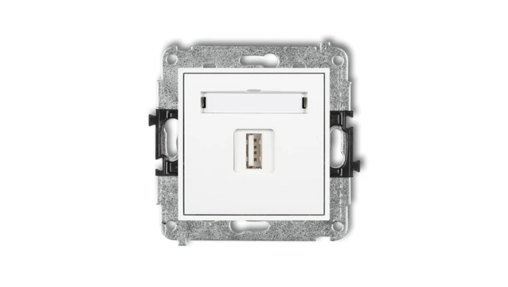 MINI Gniazdo pojedyncze USB-AA 2.0 białe MGUSB-1