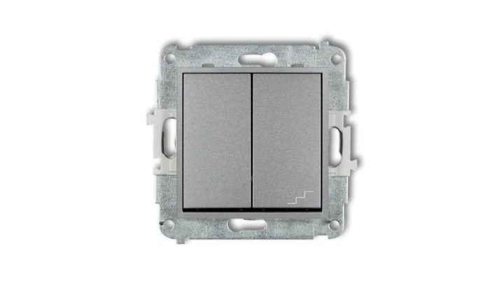 MINI Łącznik pojedynczy ze schodowym (osobne zasilanie) srebrny metalik 7MWP-10.2