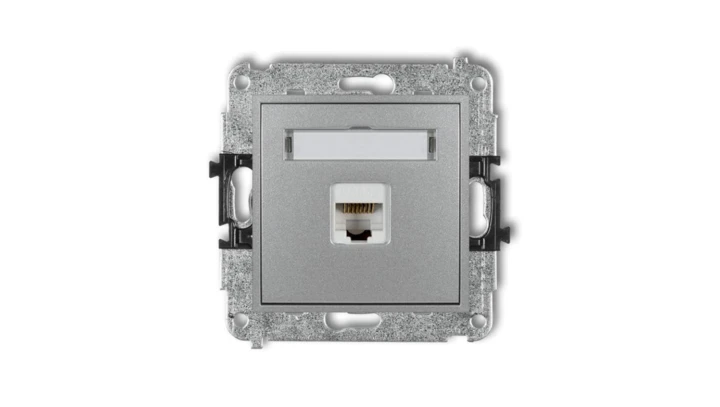 MINI Gniazdo komputerowe pojedyncze 1xRJ45 kat. 6 ekranowane 8-stykowy srebrny metalik 7MGK-5