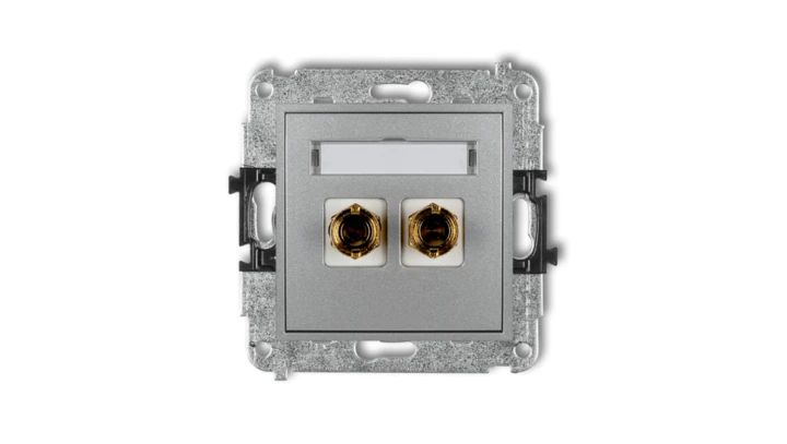 MINI Gniazdo głośnikowe pojedyncze (typu banan - czerwony i czarny pozłacany 4 mm2 do lutowania) srebrny metalik 7MGG-3