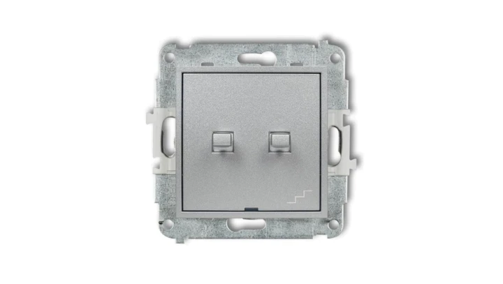 MINI Łącznik pojedynczy ze schodowym (wspólne zasilanie) w stylu amerykańskim srebrny metalik 7MWPUS-10.1