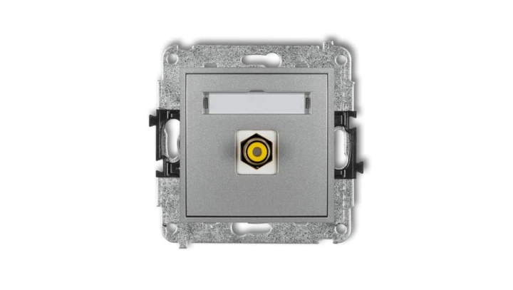 MINI Gniazdo pojedyncze RCA (typu cinch - żółty pozłacany) srebrny metalik 7MGRCA-1