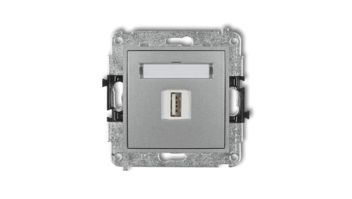 MINI Gniazdo pojedyncze USB-AA 2.0 srebrny metalik 7MGUSB-1