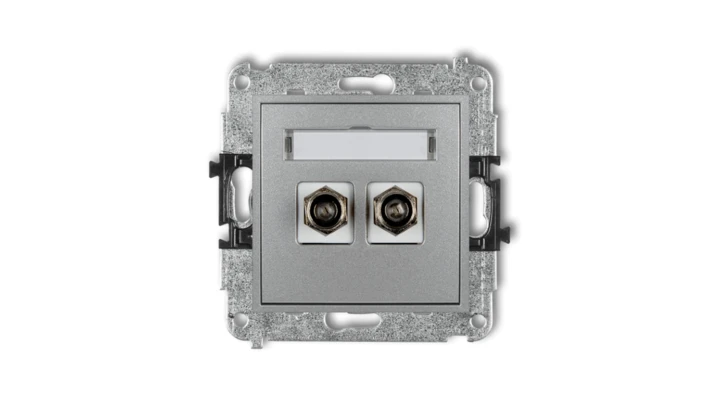 MINI Gniazdo antenowe podwójne typu F (SAT) pozłacany srebrny metalik 7MGF-2.1