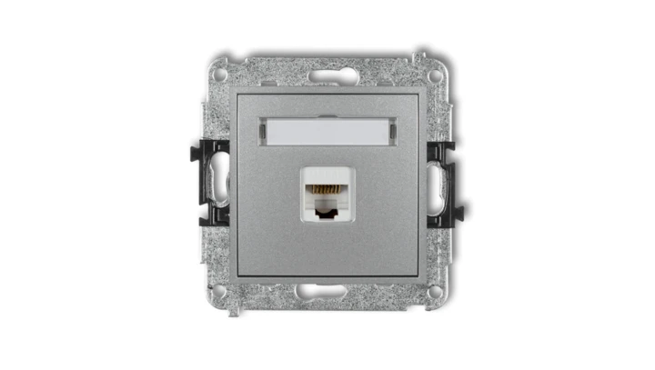 MINI Gniazdo komputerowe pojedyncze 1xRJ45 kat. 6 8-stykowy srebrny metalik 7MGK-3