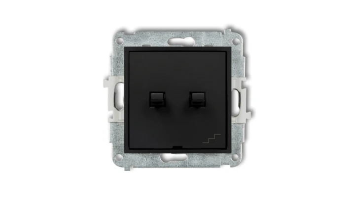 MINI Łącznik pojedynczy ze schodowym (wspólne zasilanie) w stylu amerykańskim czarny mat 12MWPUS-10.1