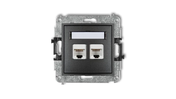 MINI Gniazda komputerowe podwójne 2xRJ45, kat. 5e, 8-stykowy grafitowy 11MGK-2
