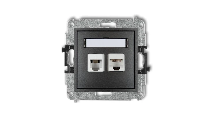 MINI Gniazdo telefoniczne RJ11 + gniazdo komputerowe RJ45 kat. 5e 8-stykowy beznarzędziowy grafitowe 11MGTK