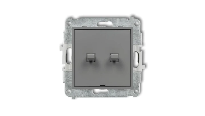 MINI Przycisk dwubiegunowy (dwa klawisze bez piktogramów osobne zasilanie) w stylu amerykańskim szary mat 27MWPUS-44.2