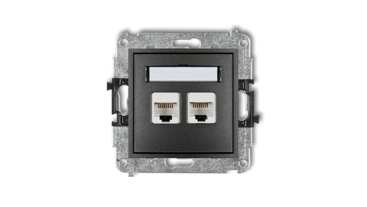 MINI Gniazdo komputerowe podwójne 2xRJ45 kat. 6 ekranowane 8-stykowy grafitowy 11MGK-6