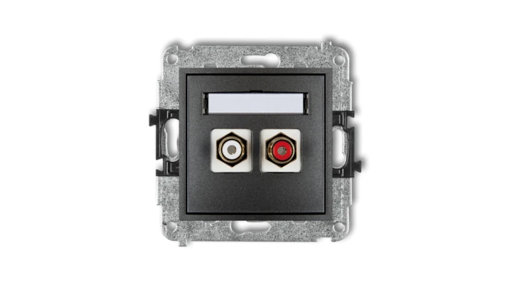 MINI Gniazdo podwójne RCA (typu cinch - biały i czerwony pozłacany) grafitowy 11MGRCA-2