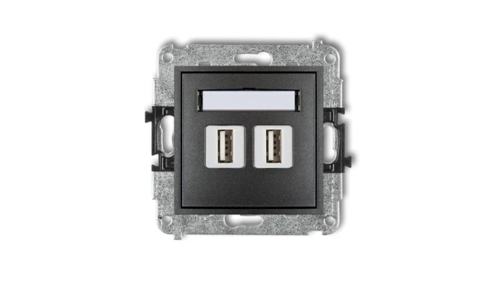 MINI Gniazdo podwójne 2xUSB-AA 3.0 grafitowe 11MGUSB-6