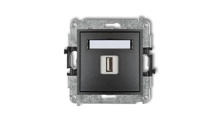 MINI Ładowarka USB pojedyncza 5V 1A grafitowa 11MCUSB-1