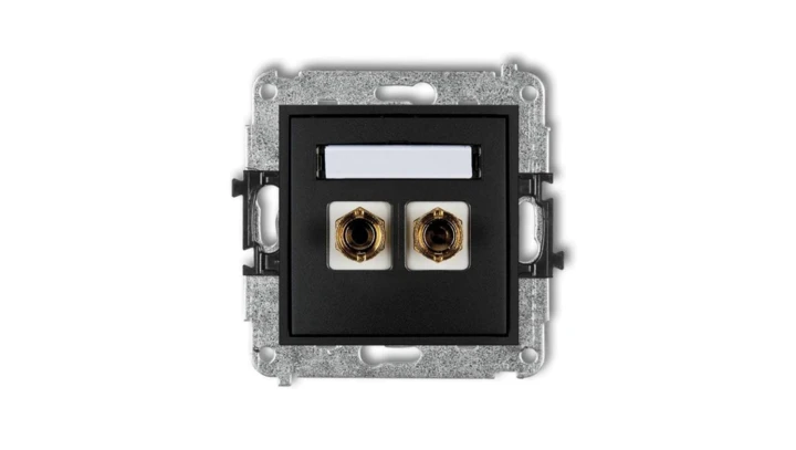 MINI Gniazdo głośnikowe pojedyncze (typu banan - czerwony i czarny pozłacany 4 mm2 do lutowania) czarny mat 12MGG-3