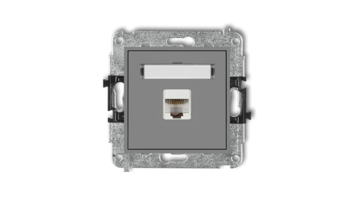 MINI Gniazdo komputerowe pojedyncze 1xRJ45 kat. 6 ekranowane 8-stykowy szary mat 27MGK-5