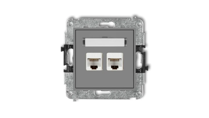 MINI Gniazdo komputerowe podwójne 2xRJ45 kat. 6 ekranowane 8-stykowy szary mat 27MGK-6