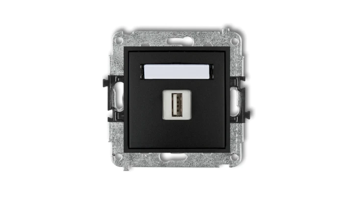 MINI Gniazdo pojedyncze USB-AA 2.0 czarny mat 12MGUSB-1