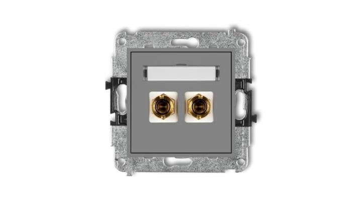 MINI Gniazdo głośnikowe pojedyncze (typu banan - czerwony i czarny pozłacany 4 mm2 skręcany) szary mat 27MGG-4