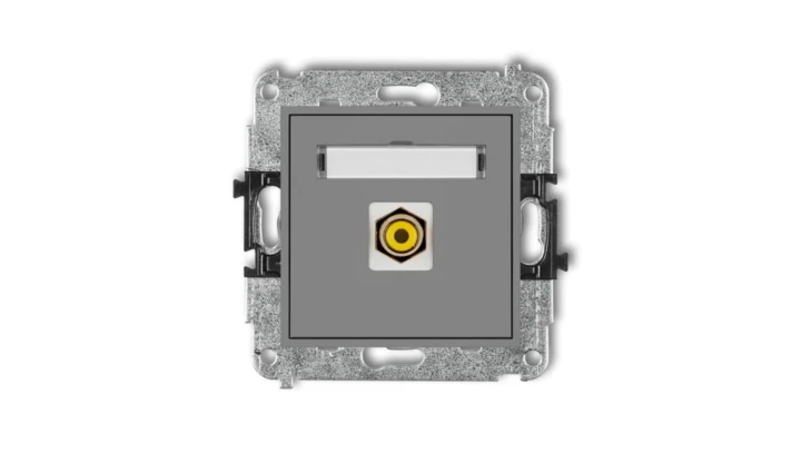 MINI Gniazdo pojedyncze RCA (typu cinch - żółty pozłacany) szary mat 27MGRCA-1