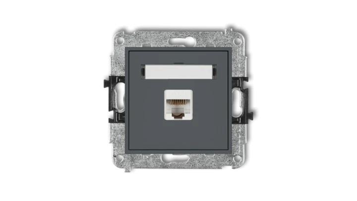 MINI Gniazdo komputerowe pojedyncze 1xRJ45 kat. 6 ekranowane 8-stykowy grafitowy mat 28MGK-5