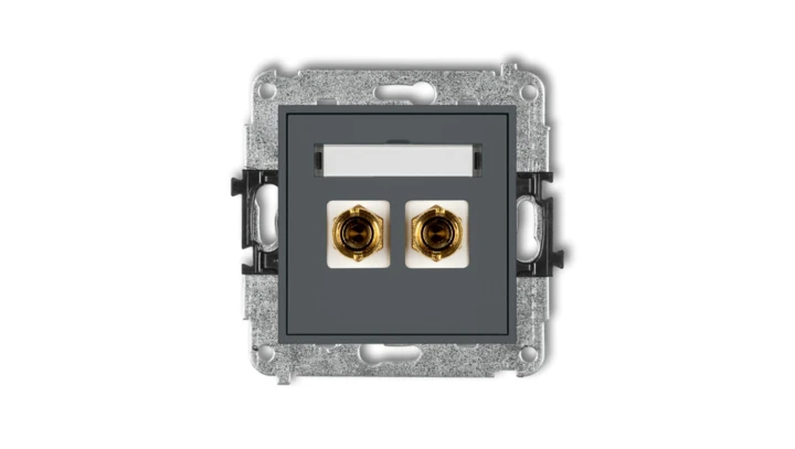 MINI Gniazdo głośnikowe pojedyncze (typu banan - czerwony i czarny pozłacany 4 mm2 skręcany) grafitowy mat 28MGG-4