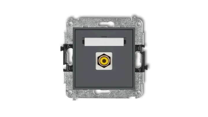 MINI Gniazdo pojedyncze RCA (typu cinch - żółty pozłacany) grafitowy mat 28MGRCA-1