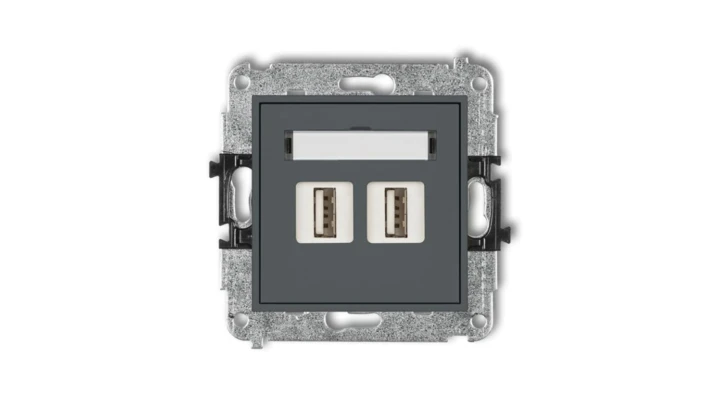 MINI Gniazdo podwójne 2xUSB-AA 3.0 grafitowy mat 28MGUSB-6