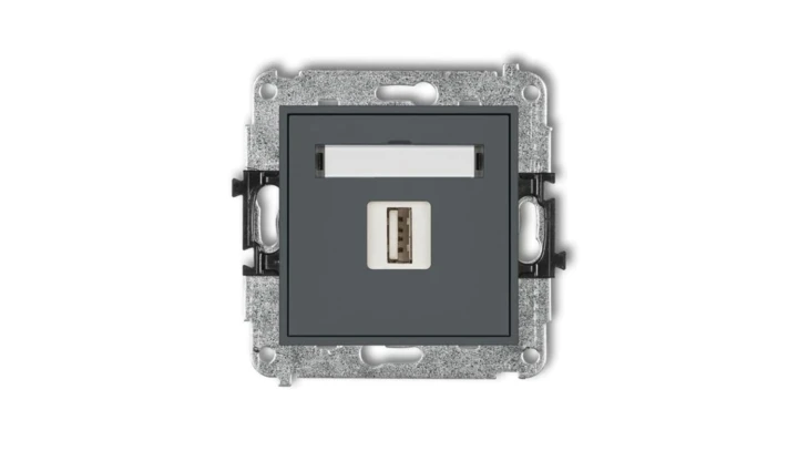 MINI Ładowarka USB pojedyncza 5V 1A grafitowy mat 28MCUSB-1