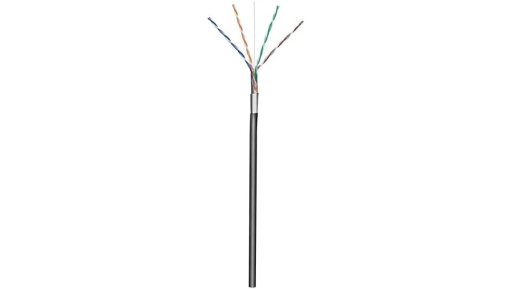 Kabel Skrętka Kat 5e F/UTP Drut 305m Czarna Zewnętrzna CCA