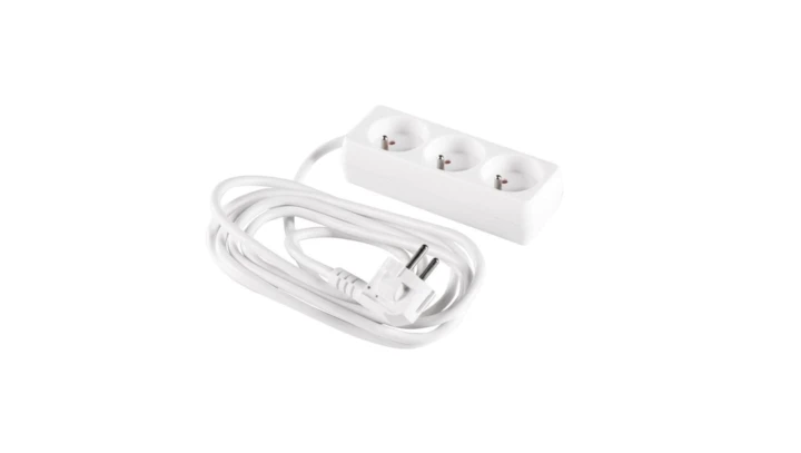 Przedłużacz 3-gniazda z/u 3m /H05VV-F 3G1/ biały PM-BW-3G-30