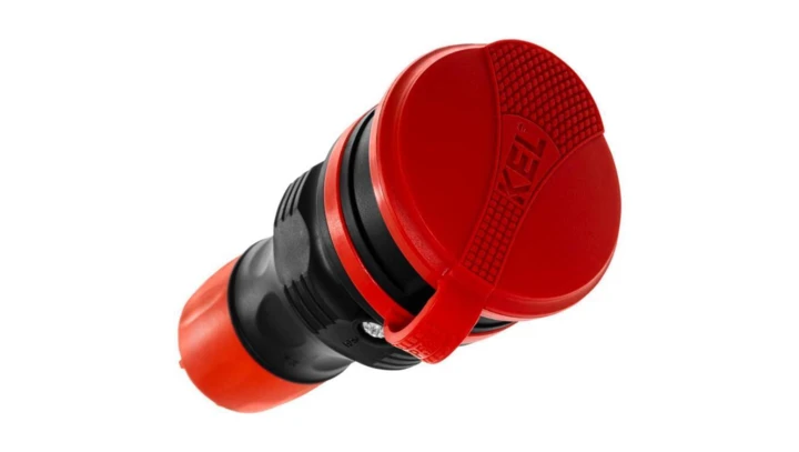 Gniazdo przenośne z klapką 16A z/u SCHUKO 250V IP44 czarny/czerwony GN-44S W-01148