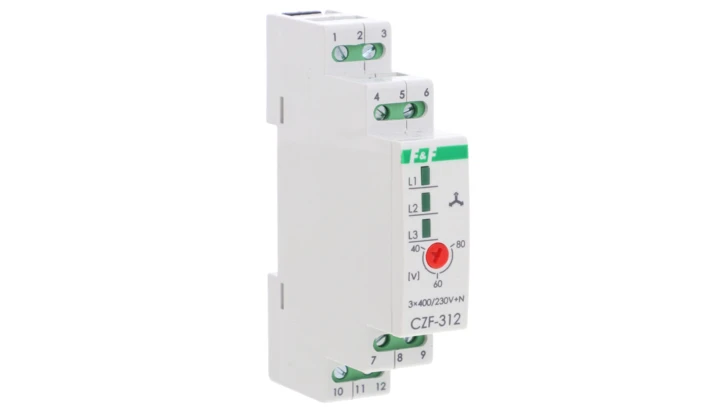 Mikroprocesorowy przekaźnik zaniku i asymetrii faz monitor t\0,2s montaż na szynie DIN,True RMS CZF-312-TRMS