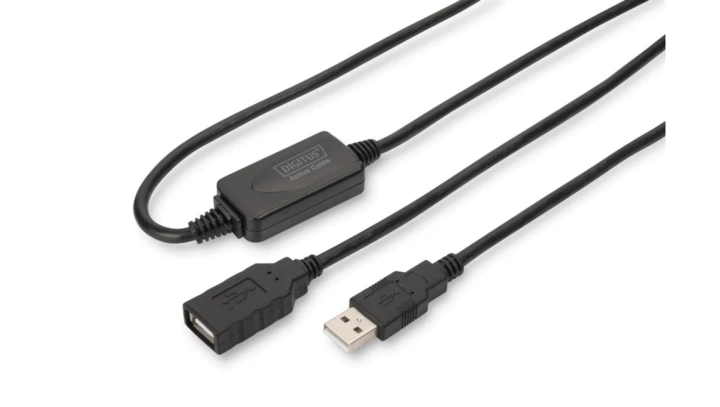 Kabel przedłużający USB 2.0 HighSpeed Typ USB A/USB A M/Ż aktywny czarny 15m DA-73101