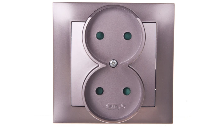 IMPRESJA Gniazdo podwójne b/u z przesłonami tytan GP-2YP/23