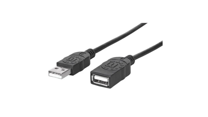 Kabel USB 2.0 A-A M/F 0,5M czarny HI-SPEED USB-A/USB-A 68625