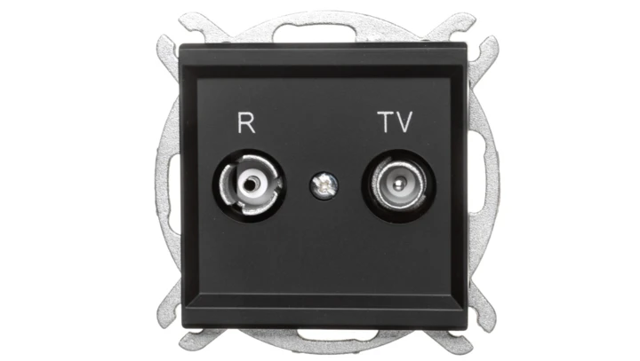 SONATA Gniazdo antenowe RTV przelotowe 10dB czarny metalik GPA-10RP/m/33